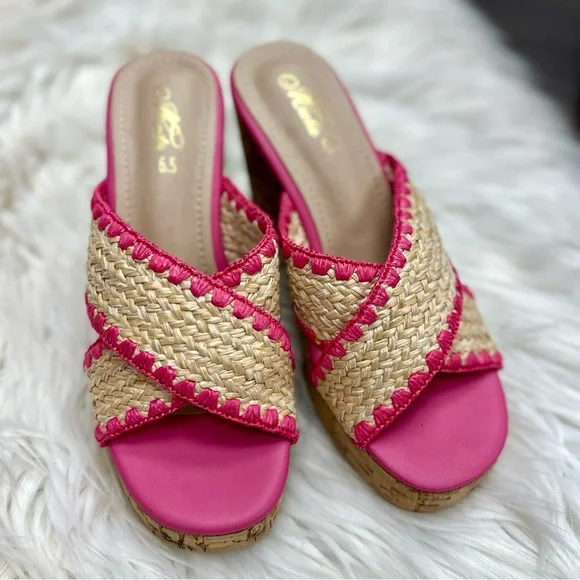 Pink Woven Cork Wedge - Picture 5 of 8